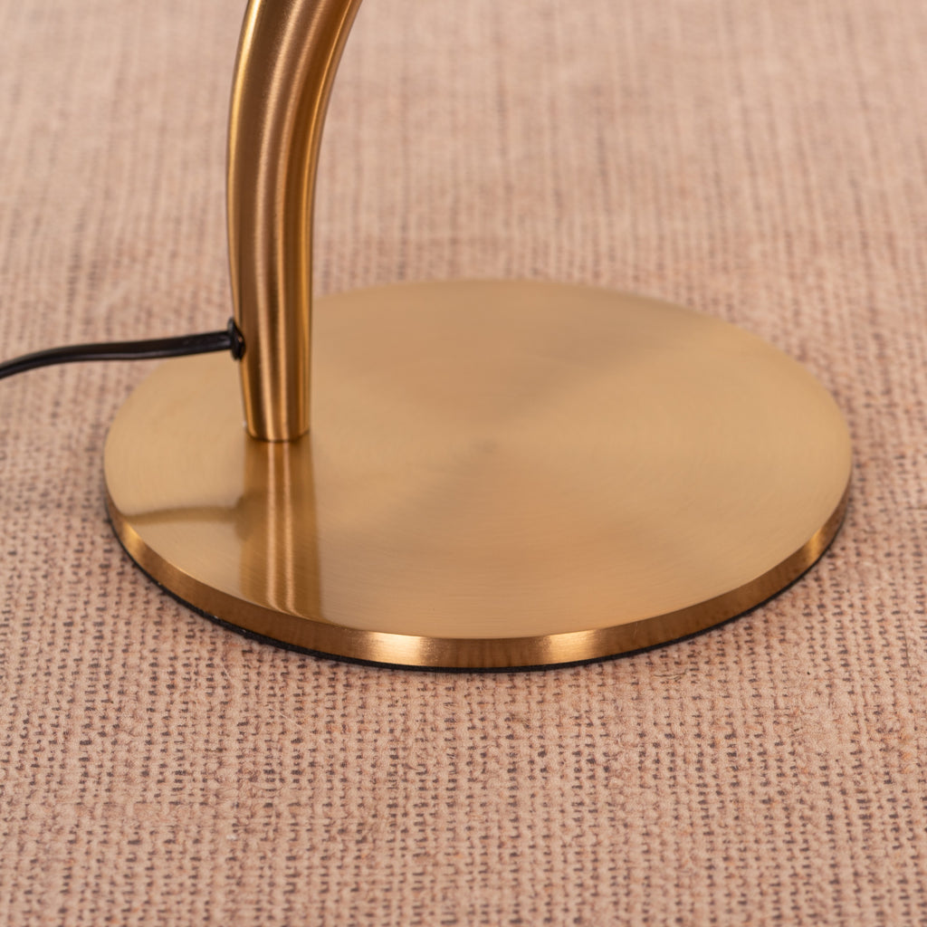 White Teak Sunpetal Fabric Table Lamp Gold and Off-White
