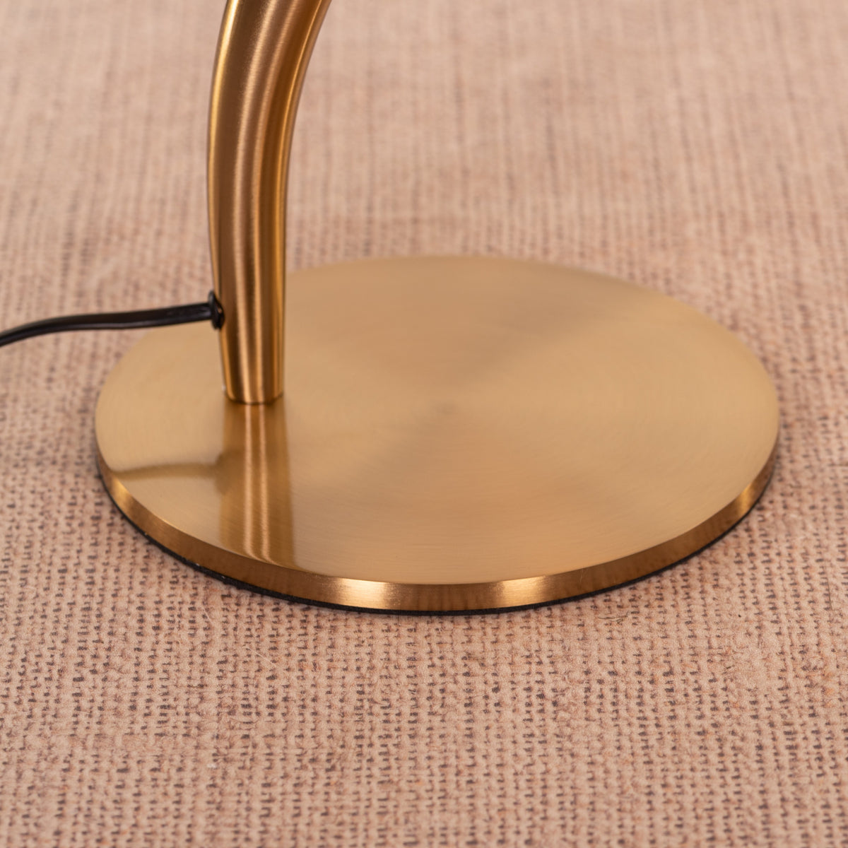 White Teak Sunpetal Fabric Table Lamp Gold and Off-White
