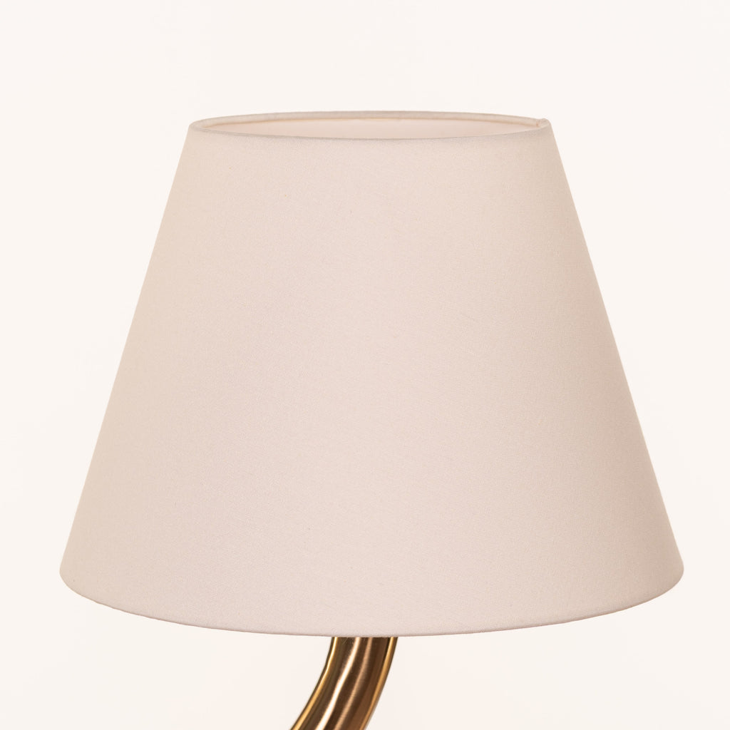 White Teak Sunpetal Fabric Table Lamp Gold and Off-White