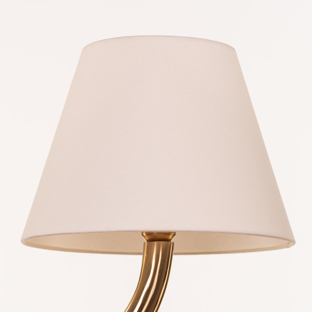 White Teak Sunpetal Fabric Table Lamp Gold and Off-White