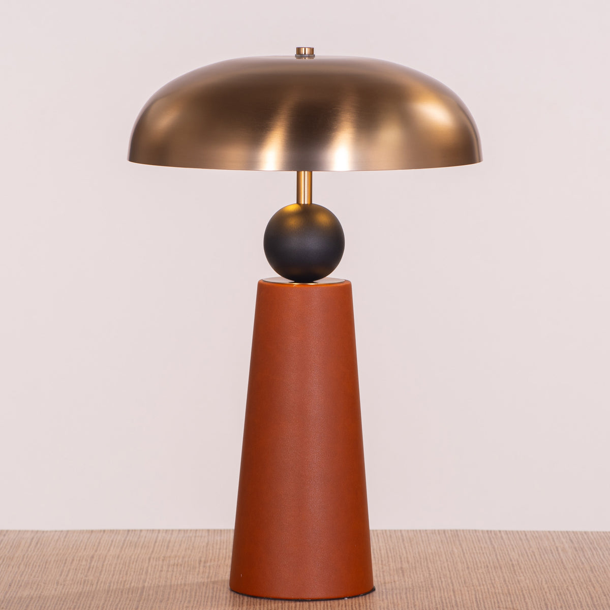 White Teak Gold Coast Faux Leather Table Lamp Gold and Brown