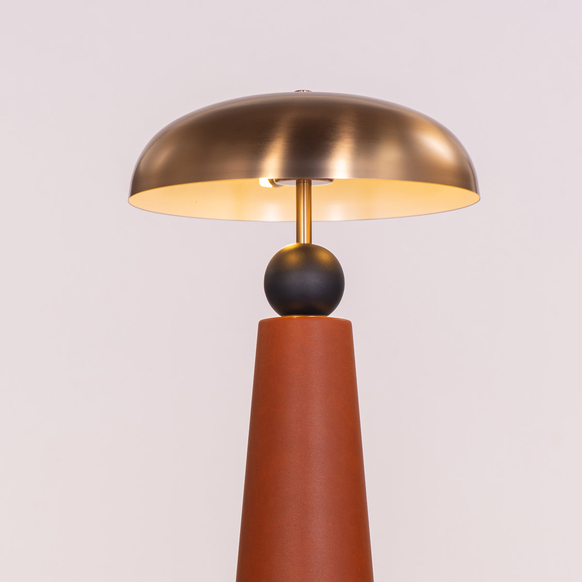 White Teak Gold Coast Faux Leather Table Lamp Gold and Brown