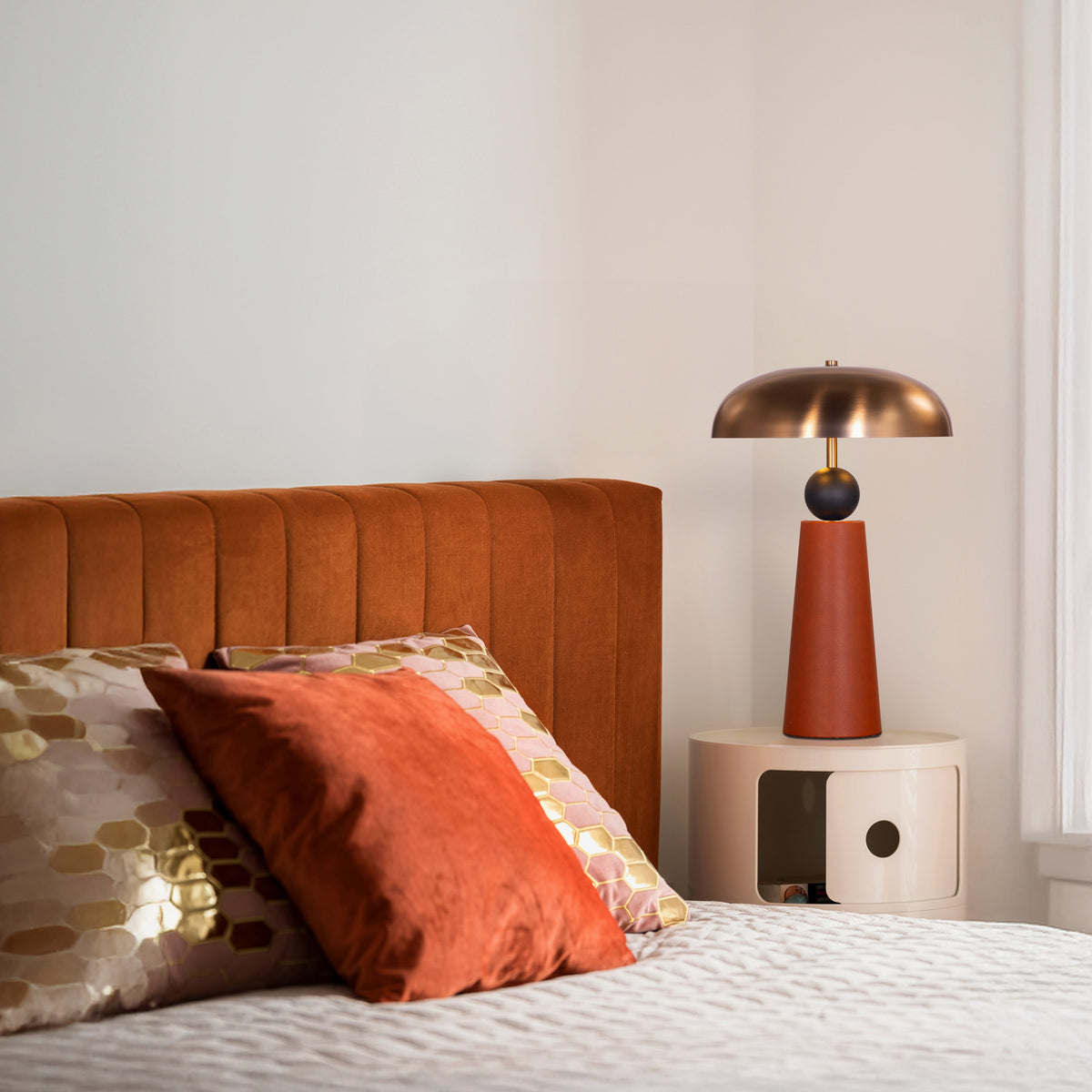 White Teak Gold Coast Faux Leather Table Lamp Gold and Brown