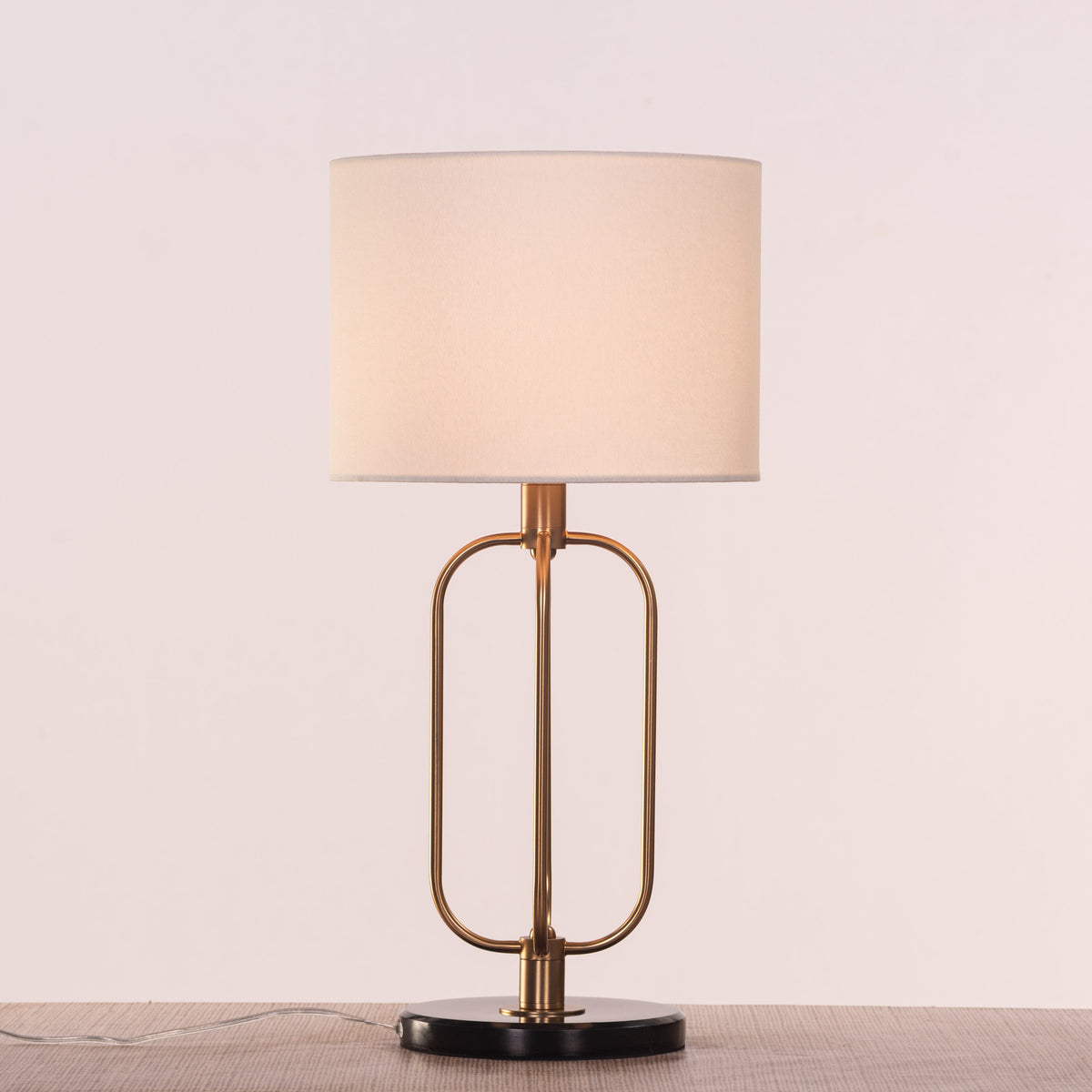 White Teak Golden Chronicle Marble Table Lamp Gold and Off-White