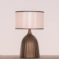 White Teak Loftlight Fabric Table Lamp Bronze Gold and White