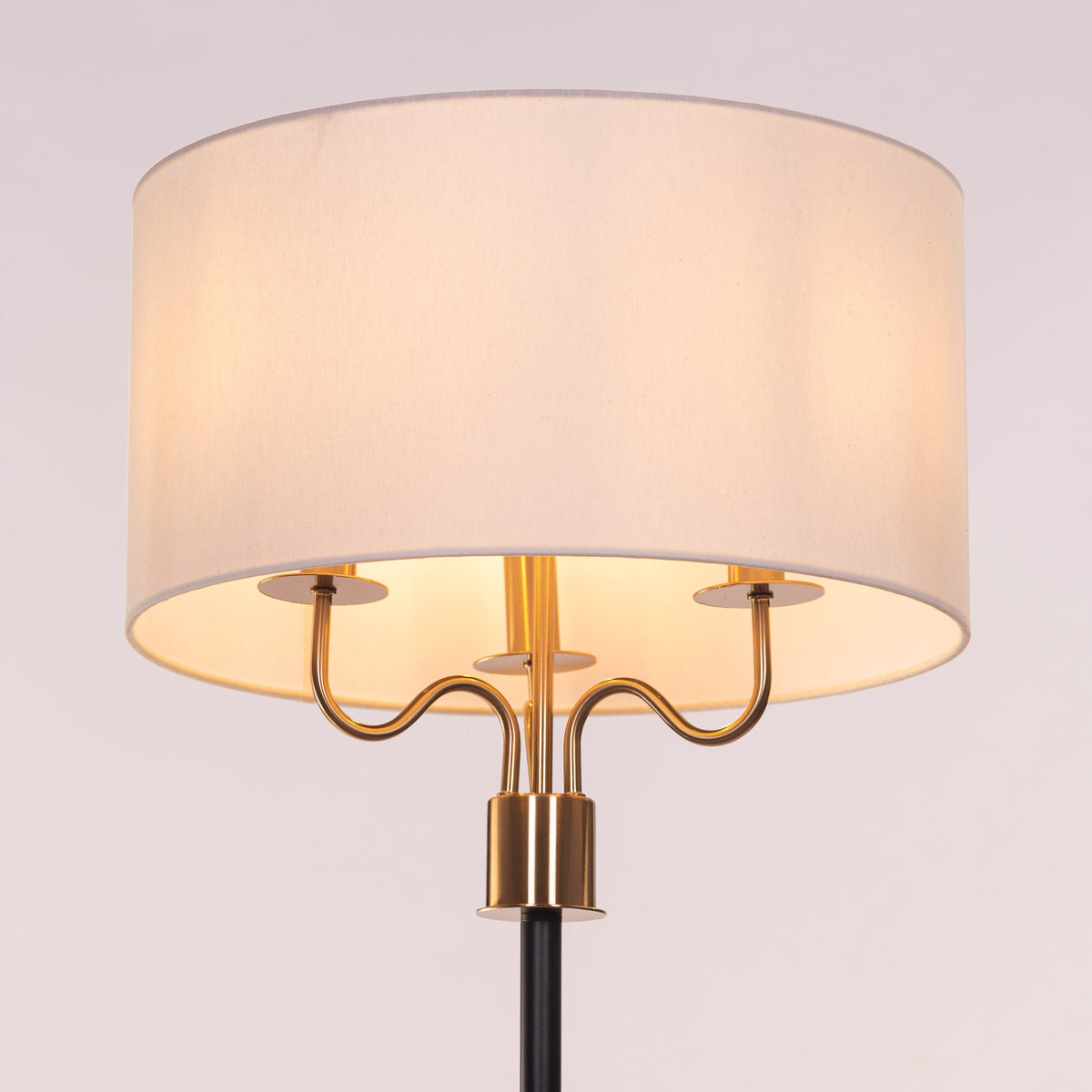 White Teak Magnolia Table Lamp Marble Base Black and Gold