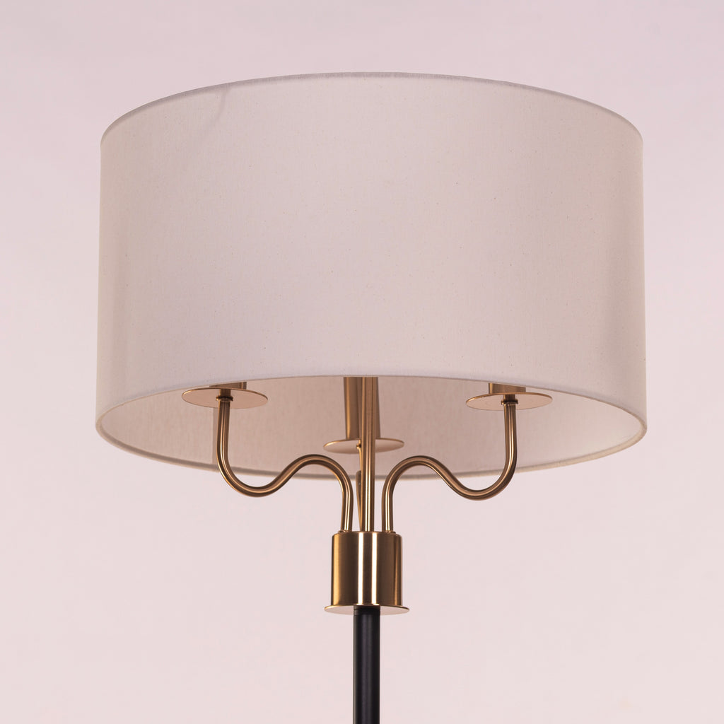 White Teak Magnolia Table Lamp Marble Base Black and Gold
