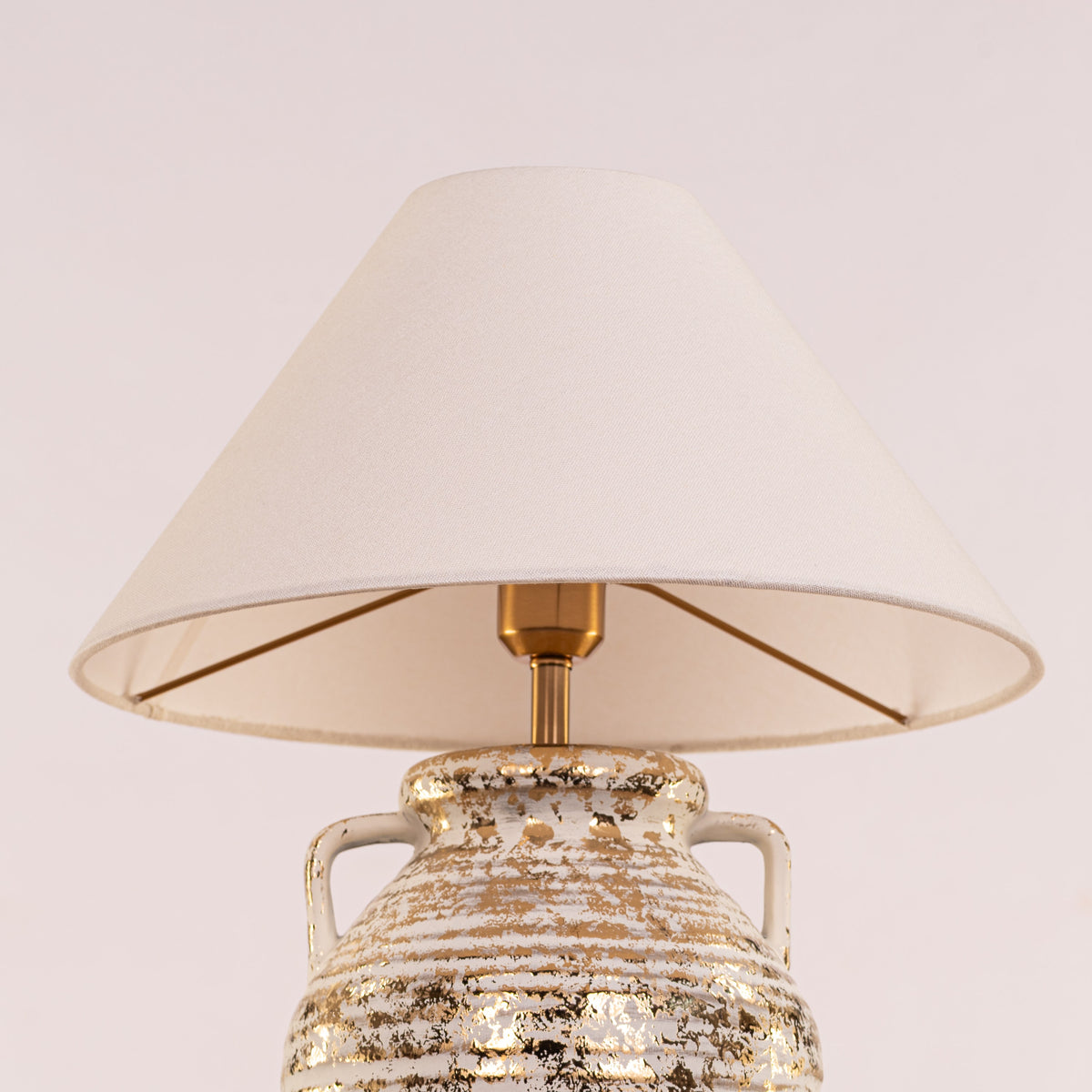 White Teak Velera Ceramic Table Lamp White and Gold