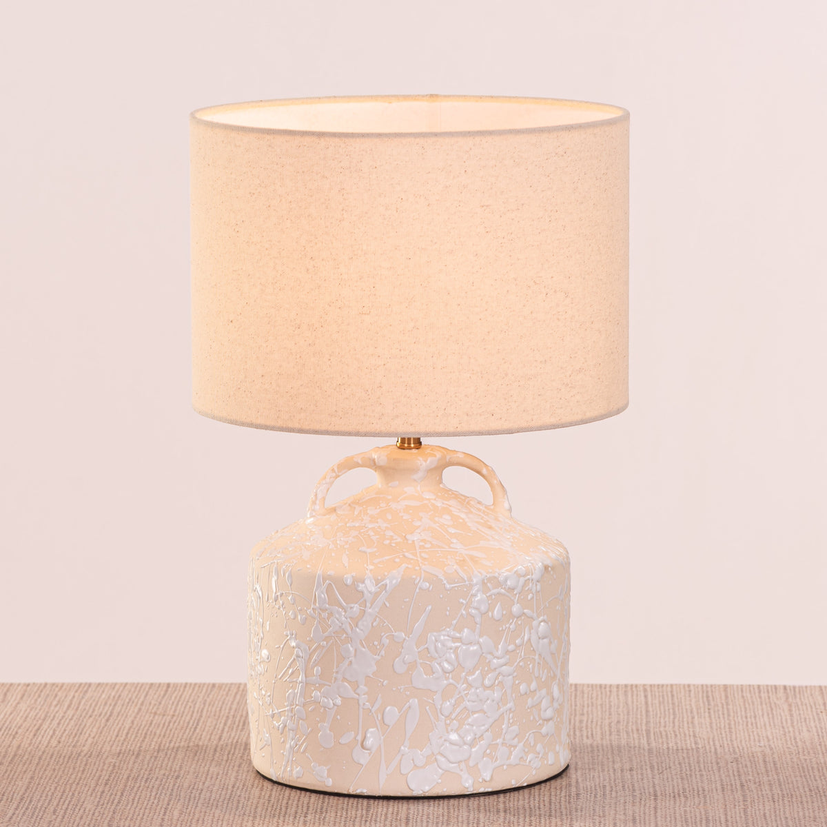 White Teak Lait De Lune Ceramic Table Lamp Beige and White