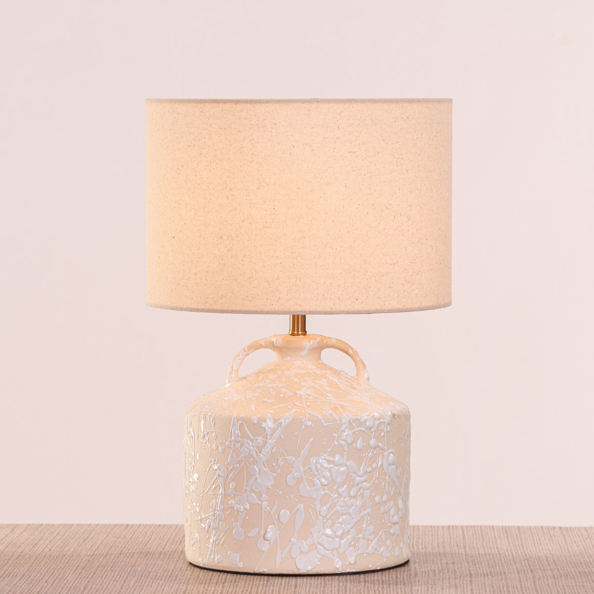 White Teak Lait De Lune Ceramic Table Lamp Beige and White